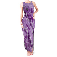 Hawaii Violet Hibiscus Pikake Lei Tank Maxi Dress - Polynesian Pride