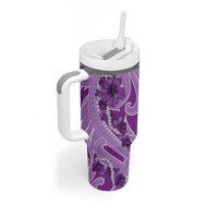 Hawaii Violet Hibiscus Pikake Lei Tumbler With Handle - Polynesian Pride