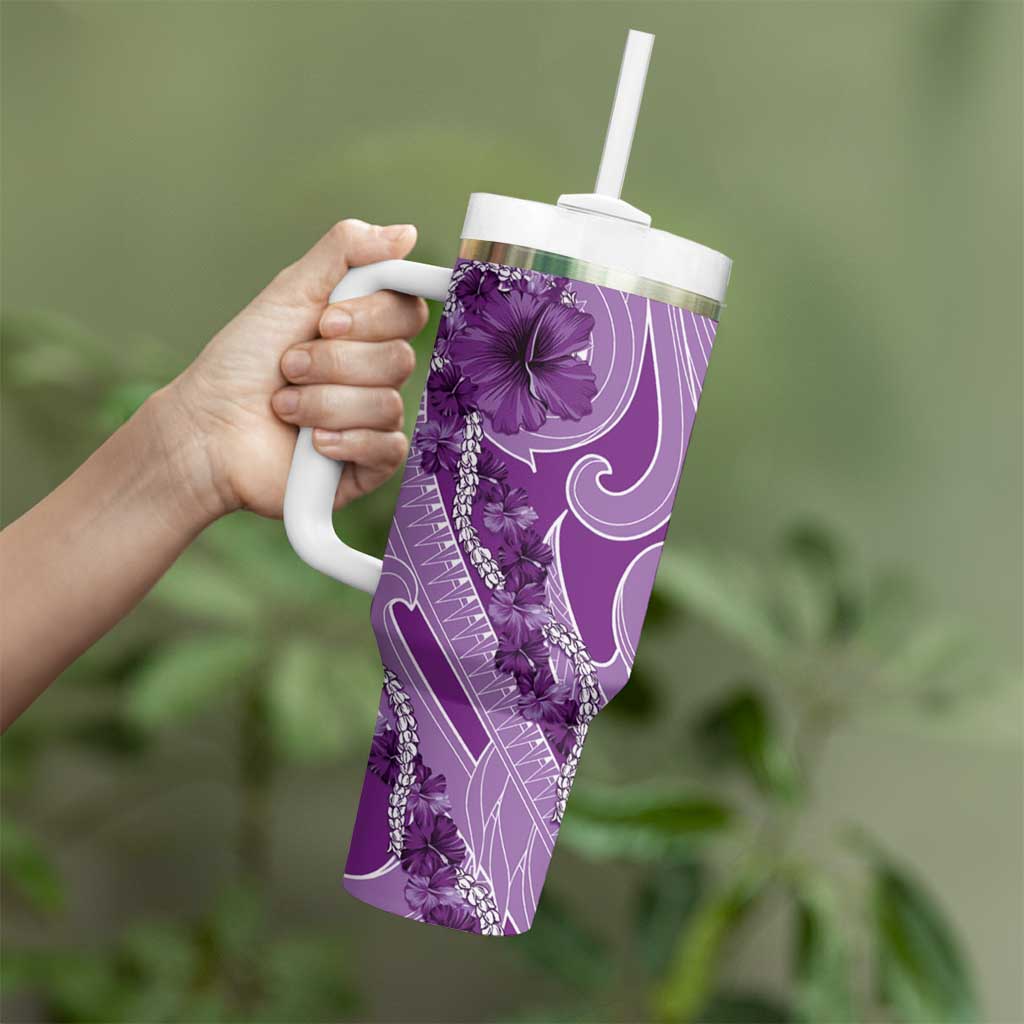 Hawaii Violet Hibiscus Pikake Lei Tumbler With Handle - Polynesian Pride