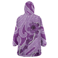 Hawaii Violet Hibiscus Pikake Lei Wearable Blanket Hoodie - Polynesian Pride