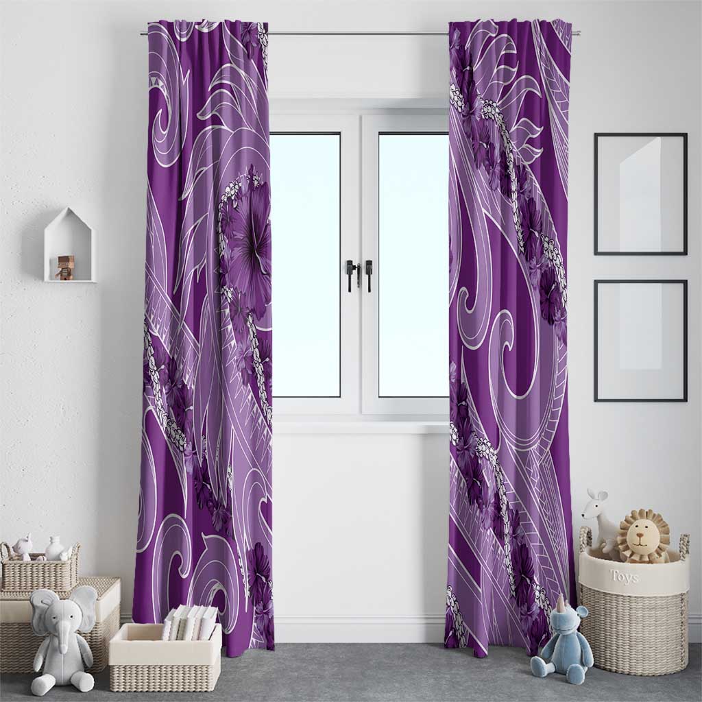 Hawaii Violet Hibiscus Pikake Lei Window Curtain - Polynesian Pride