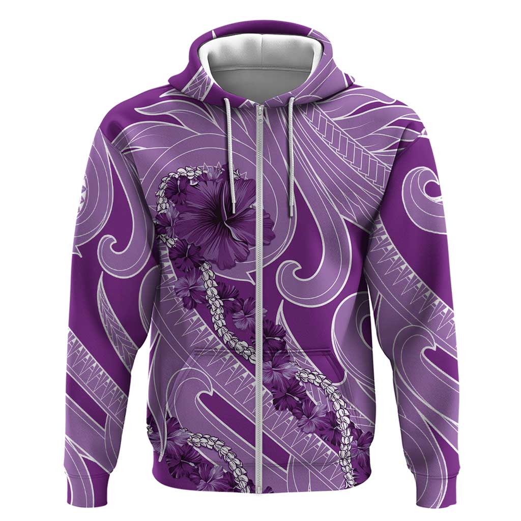 Hawaii Violet Hibiscus Pikake Lei Zip Hoodie - Polynesian Pride