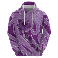 Hawaii Violet Hibiscus Pikake Lei Zip Hoodie - Polynesian Pride