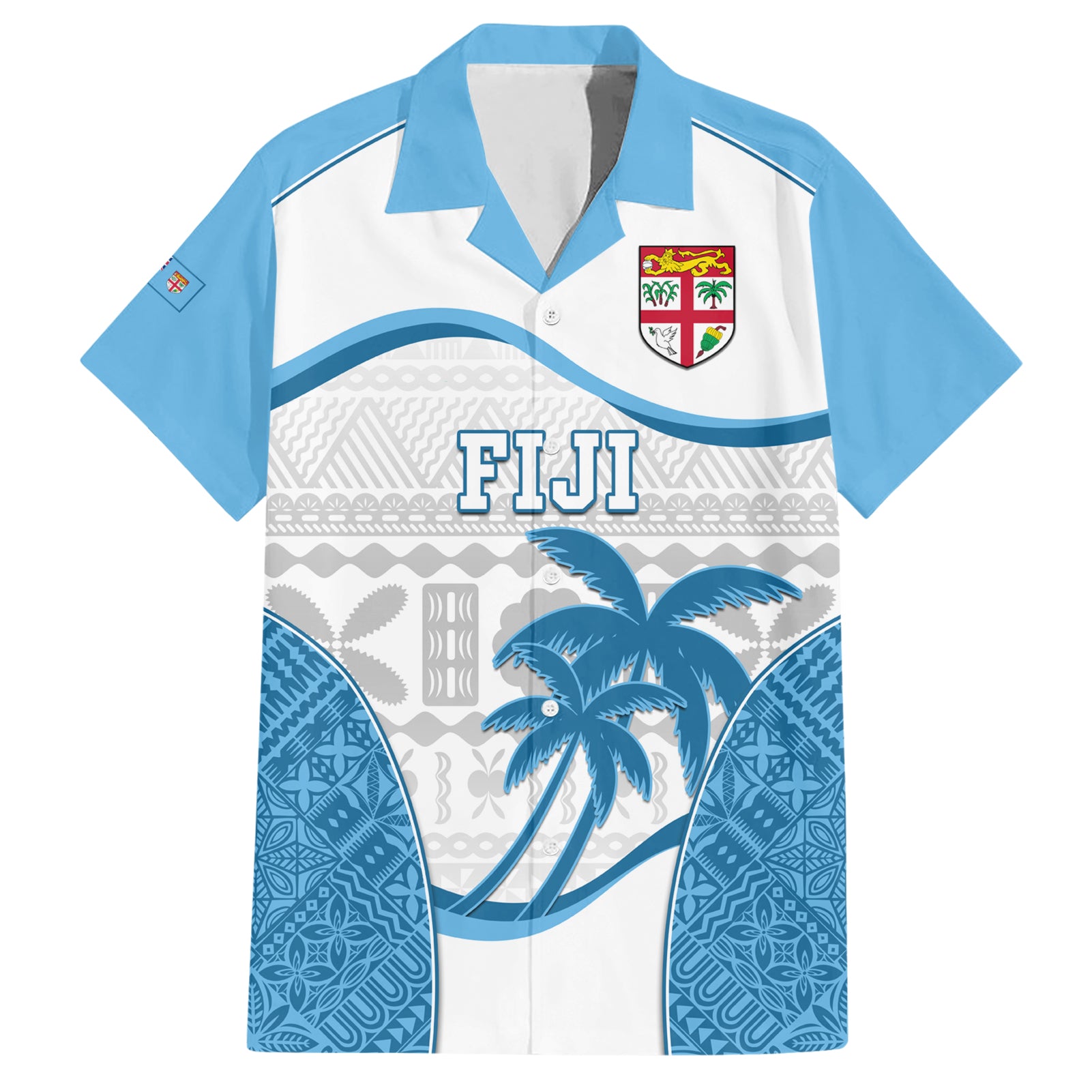 Fiji Rugby Hawaiian Shirt World Cup 2023 Fijian Tapa Pattern Blue Version LT05 Blue - Polynesian Pride