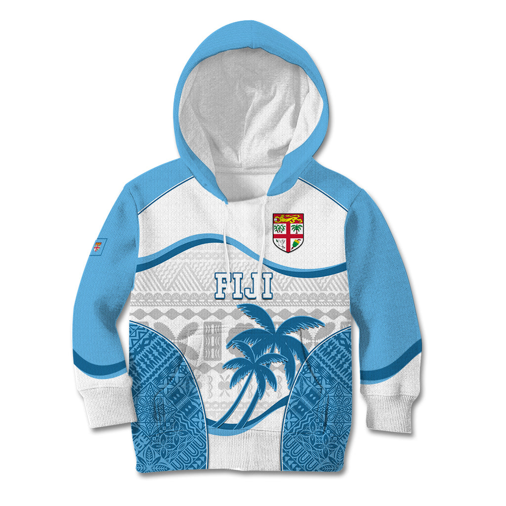 Fiji Rugby Kid Hoodie World Cup 2023 Fijian Tapa Pattern Blue Version LT05 Hoodie Blue - Polynesian Pride