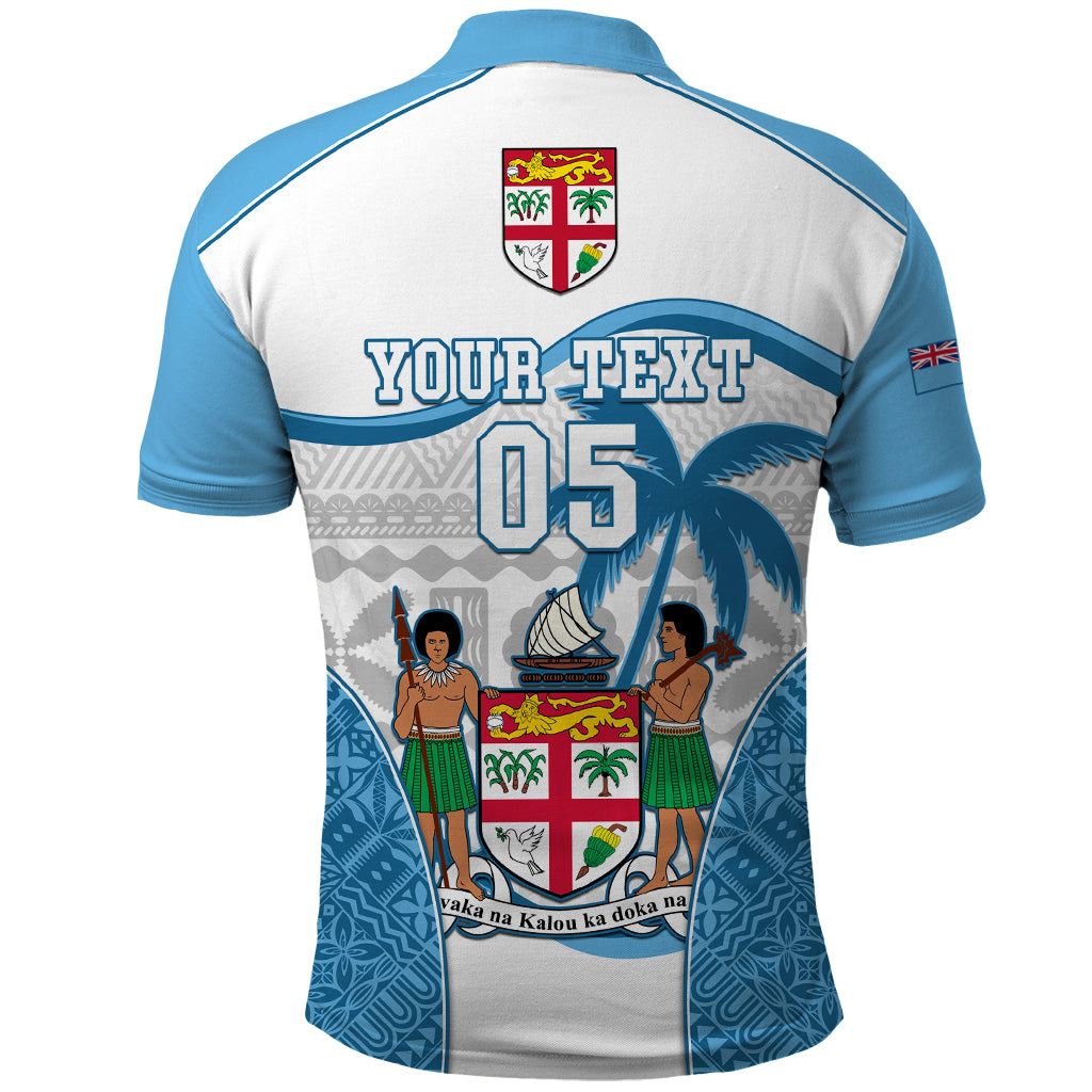 Custom Fiji Rugby Polo Shirt World Cup 2023 Fijian Tapa Pattern Blue Version LT05 - Polynesian Pride