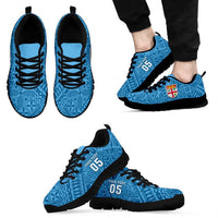 Custom Fiji Rugby Sneakers Fijian Tapa Pattern Blue Version LT05
