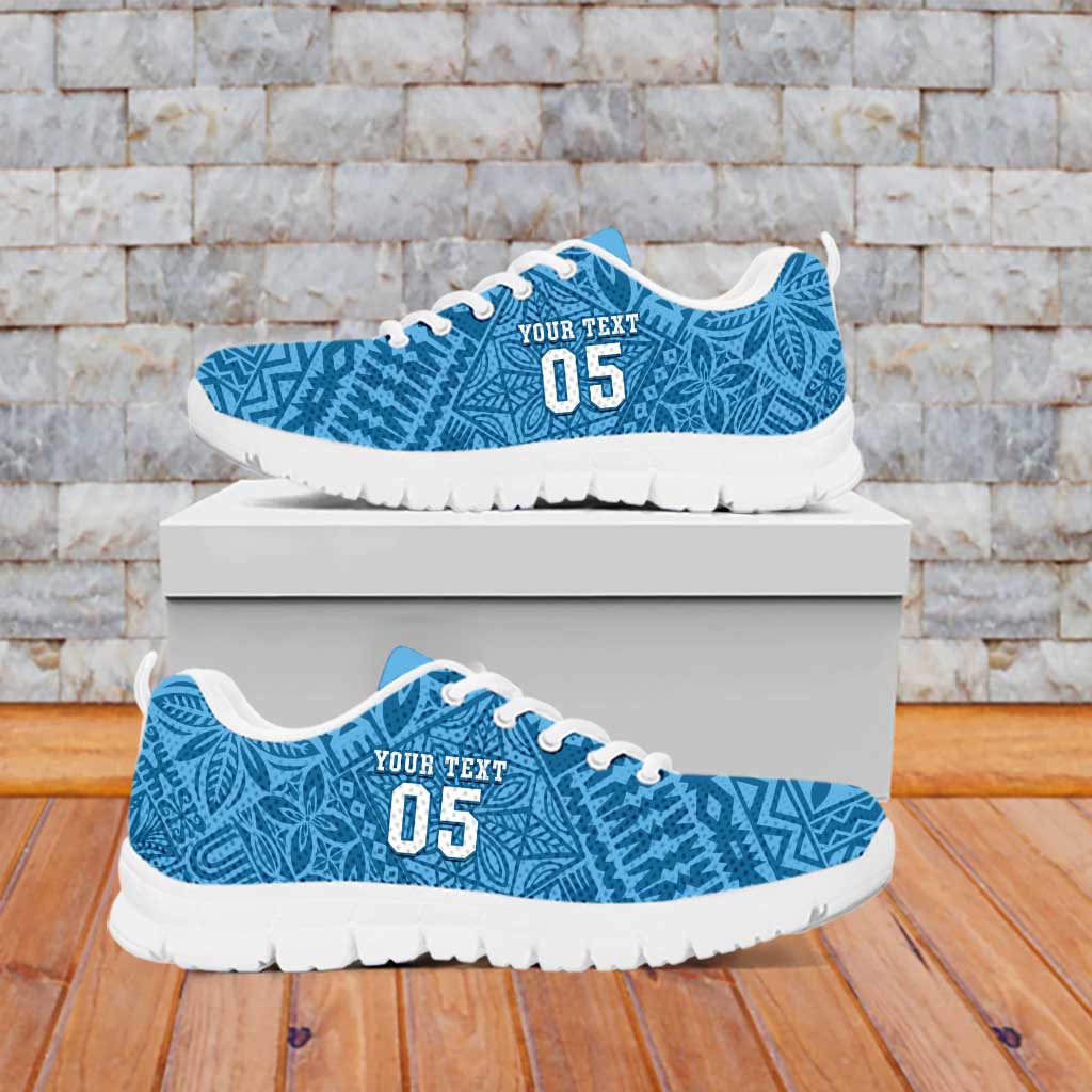 Custom Fiji Rugby Sneakers Fijian Tapa Pattern Blue Version LT05