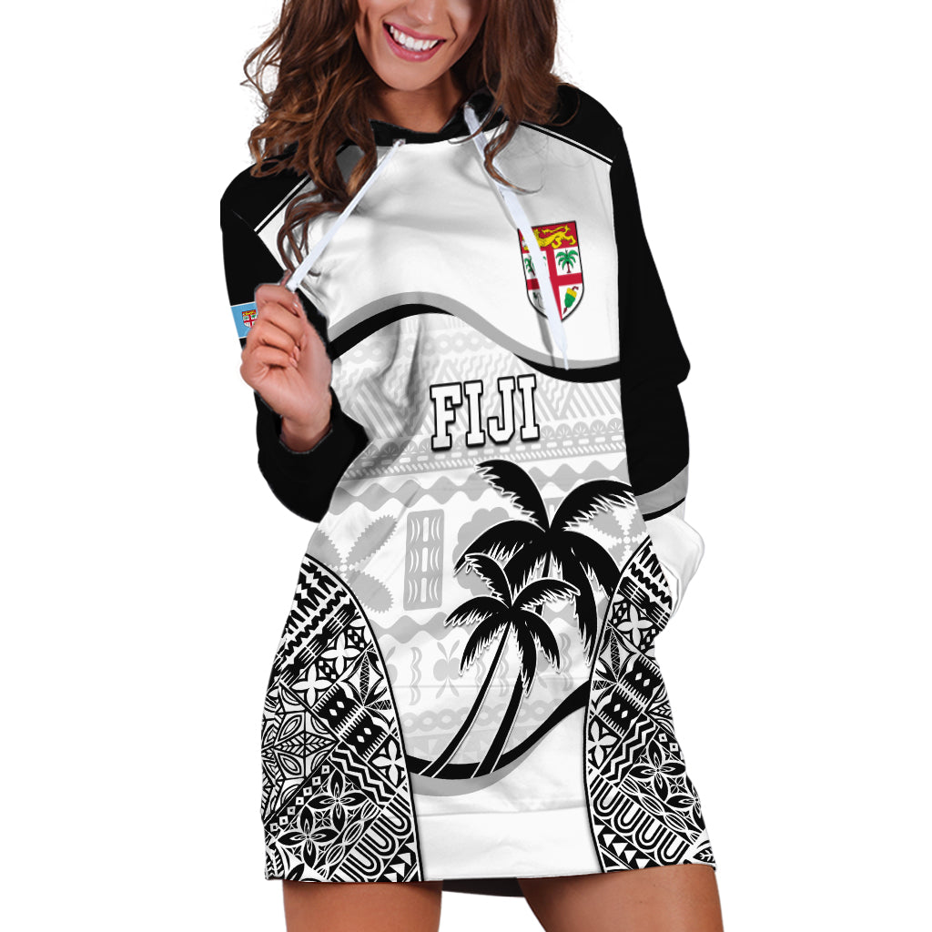 Fiji Rugby Hoodie Dress World Cup 2023 Fijian Tapa Pattern Black Version LT05 Black - Polynesian Pride