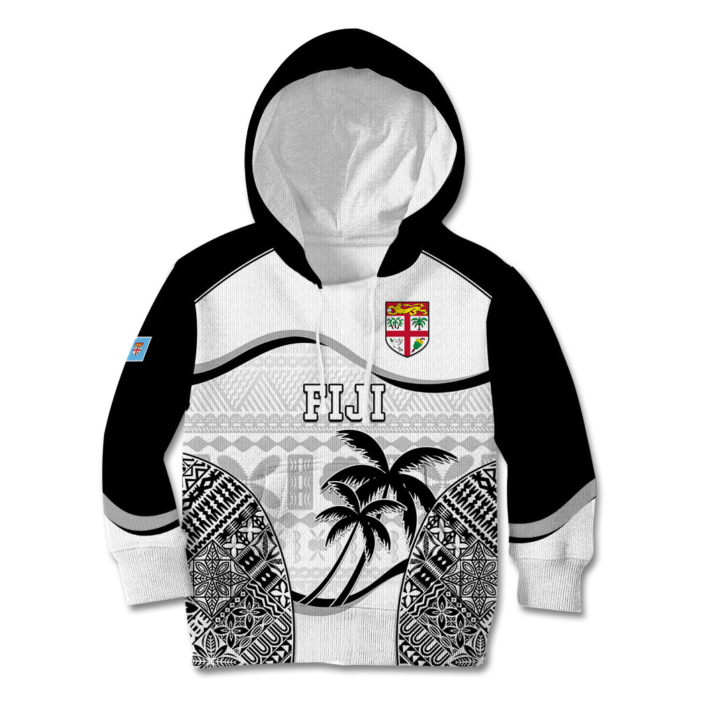 Custom Fiji Rugby Kid Hoodie World Cup 2023 Fijian Tapa Pattern Black Version LT05 Hoodie Black - Polynesian Pride