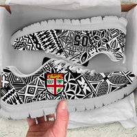Custom Fiji Rugby Sneakers Fijian Tapa Pattern Black Version LT05