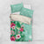 Hawaii Tropical Flowers Bedding Set Polynesian Tattoo Mint Green