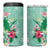 Hawaii Tropical Flowers 4 in 1 Can Cooler Tumbler Polynesian Tattoo Mint Green