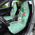 Hawaii Tropical Flowers Car Seat Cover Polynesian Tattoo Mint Green