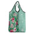 Hawaii Tropical Flowers Grocery Bag Polynesian Tattoo Mint Green