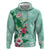 Hawaii Tropical Flowers Hoodie Polynesian Tattoo Mint Green