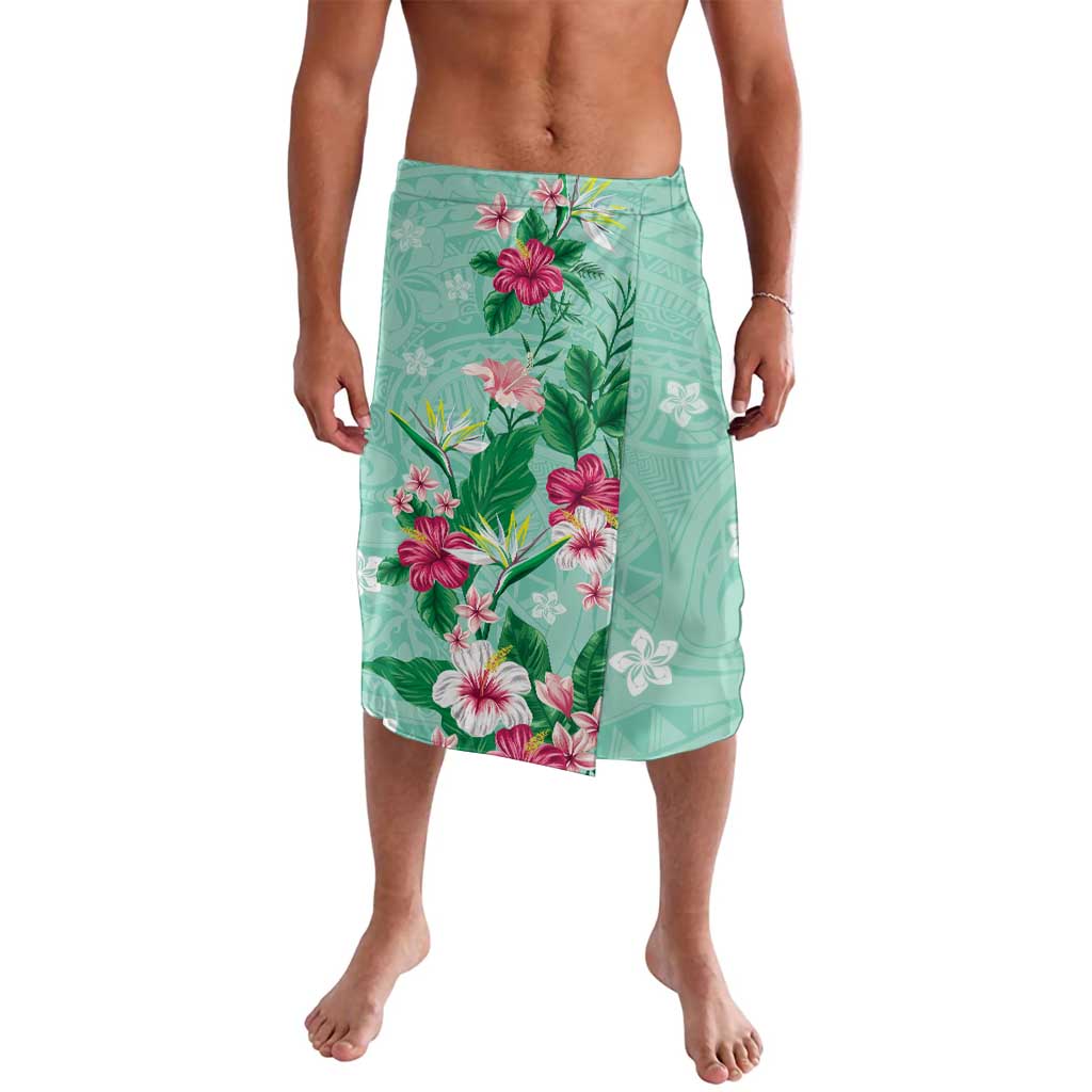 Hawaii Tropical Flowers Lavalava Polynesian Tattoo Mint Green