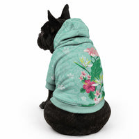 Hawaii Tropical Flowers Pet Hoodie Polynesian Tattoo Mint Green LT05 - Polynesian Pride
