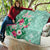 Hawaii Tropical Flowers Quilt Polynesian Tattoo Mint Green