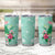 Hawaii Tropical Flowers Tumbler Cup Polynesian Tattoo Mint Green