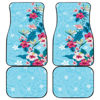 Hawaii Tropical Flowers Car Mats Polynesian Tattoo Sky Blue
