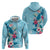 Hawaii Tropical Flowers Hoodie Polynesian Tattoo Sky Blue