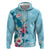 Hawaii Tropical Flowers Hoodie Polynesian Tattoo Sky Blue