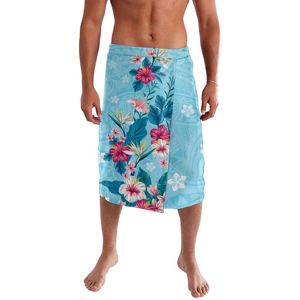 Hawaii Tropical Flowers Lavalava Polynesian Tattoo Sky Blue