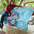 Hawaii Tropical Flowers Quilt Polynesian Tattoo Sky Blue