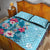 Hawaii Tropical Flowers Quilt Bed Set Polynesian Tattoo Sky Blue