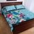 Hawaii Tropical Flowers Quilt Bed Set Polynesian Tattoo Sky Blue