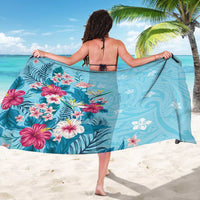 Hawaii Tropical Flowers Sarong Polynesian Tattoo Sky Blue