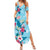 Hawaii Tropical Flowers Summer Maxi Dress Polynesian Tattoo Sky Blue