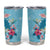 Hawaii Tropical Flowers Tumbler Cup Polynesian Tattoo Sky Blue