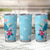 Hawaii Tropical Flowers Tumbler Cup Polynesian Tattoo Sky Blue