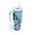 Hawaii Tropical Flowers Tumbler With Handle Polynesian Tattoo Sky Blue