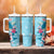 Hawaii Tropical Flowers Tumbler With Handle Polynesian Tattoo Sky Blue