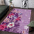 Hawaii Tropical Flowers Area Rug Polynesian Tattoo Lavender