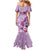Hawaii Tropical Flowers Family Matching Mermaid Dress and Hawaiian Shirt Polynesian Tattoo Lavender