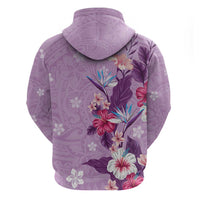 Hawaii Tropical Flowers Hoodie Polynesian Tattoo Lavender