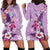 Hawaii Tropical Flowers Hoodie Dress Polynesian Tattoo Lavender