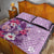 Hawaii Tropical Flowers Quilt Bed Set Polynesian Tattoo Lavender