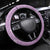 Hawaii Tropical Flowers Steering Wheel Cover Polynesian Tattoo Lavender