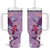 Hawaii Tropical Flowers Tumbler With Handle Polynesian Tattoo Lavender