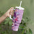 Hawaii Tropical Flowers Tumbler With Handle Polynesian Tattoo Lavender