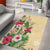 Hawaii Tropical Flowers Area Rug Polynesian Tattoo Buttermilk