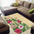 Hawaii Tropical Flowers Area Rug Polynesian Tattoo Buttermilk