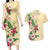 Hawaii Tropical Flowers Couples Matching Long Sleeve Bodycon Dress and Hawaiian Shirt Polynesian Tattoo Buttermilk