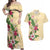 Hawaii Tropical Flowers Couples Matching Off Shoulder Maxi Dress and Hawaiian Shirt Polynesian Tattoo Buttermilk