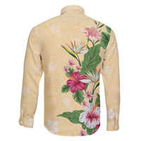 Hawaii Tropical Flowers Family Matching Puletasi and Hawaiian Shirt Polynesian Tattoo Buttermilk LT05 - Polynesian Pride